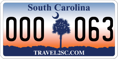 SC license plate OOO063