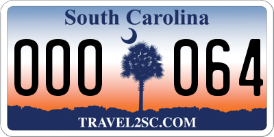 SC license plate OOO064