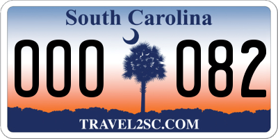 SC license plate OOO082