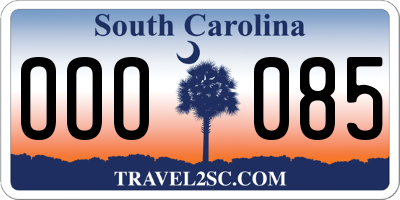 SC license plate OOO085