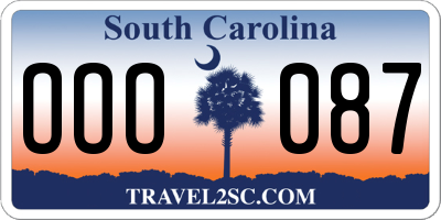 SC license plate OOO087