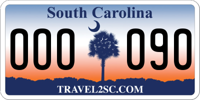 SC license plate OOO090