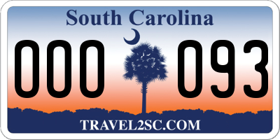 SC license plate OOO093