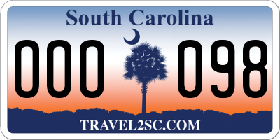 SC license plate OOO098