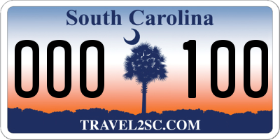 SC license plate OOO100