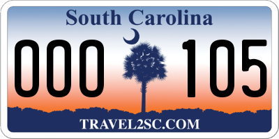 SC license plate OOO105