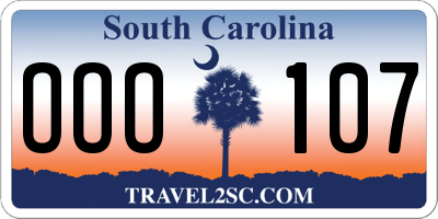 SC license plate OOO107