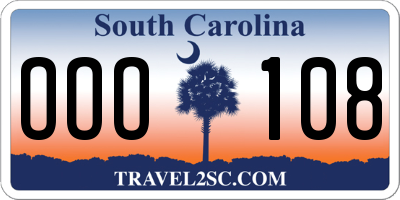 SC license plate OOO108