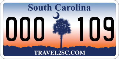 SC license plate OOO109