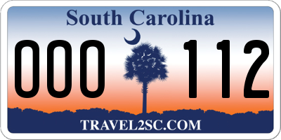 SC license plate OOO112