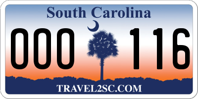 SC license plate OOO116