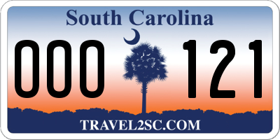 SC license plate OOO121