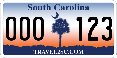 SC license plate OOO123