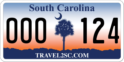 SC license plate OOO124