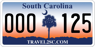 SC license plate OOO125