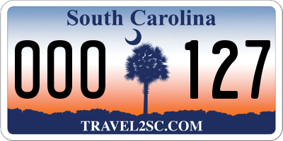 SC license plate OOO127