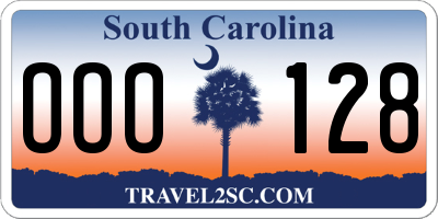 SC license plate OOO128
