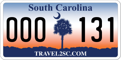 SC license plate OOO131