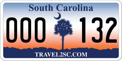 SC license plate OOO132