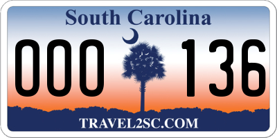 SC license plate OOO136