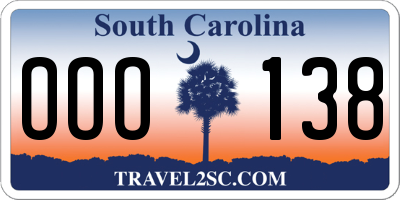 SC license plate OOO138