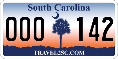 SC license plate OOO142