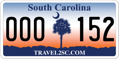 SC license plate OOO152