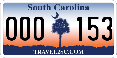 SC license plate OOO153