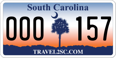 SC license plate OOO157