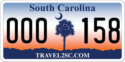 SC license plate OOO158