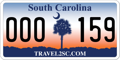 SC license plate OOO159