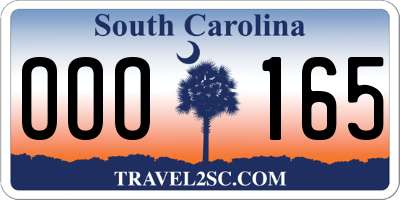 SC license plate OOO165
