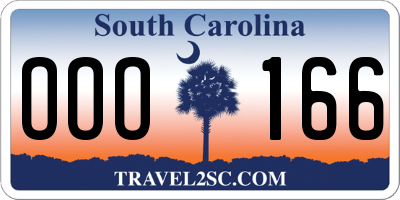 SC license plate OOO166