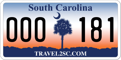 SC license plate OOO181