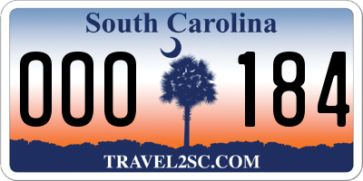 SC license plate OOO184
