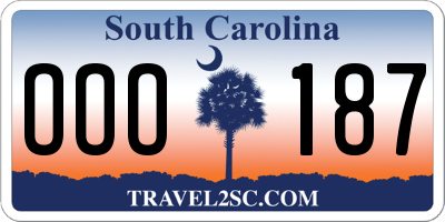 SC license plate OOO187