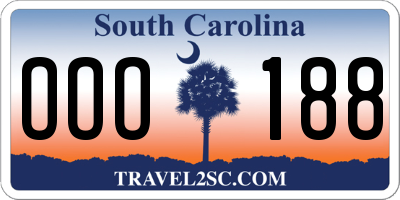 SC license plate OOO188