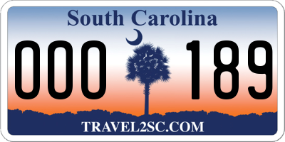 SC license plate OOO189