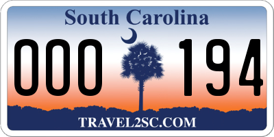 SC license plate OOO194