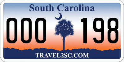SC license plate OOO198