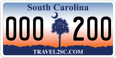 SC license plate OOO200