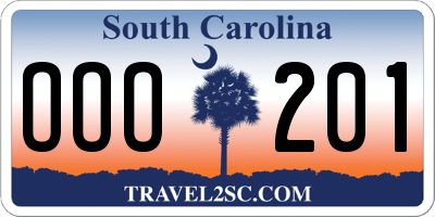 SC license plate OOO201