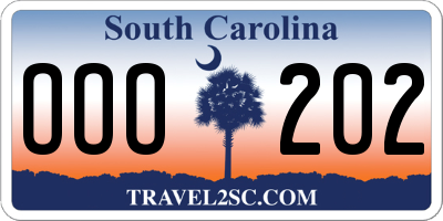 SC license plate OOO202