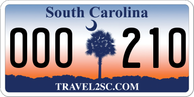 SC license plate OOO210
