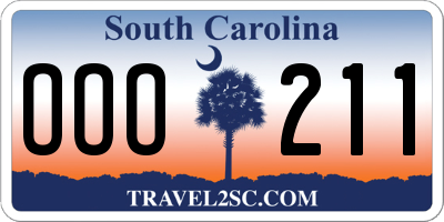 SC license plate OOO211