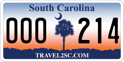 SC license plate OOO214