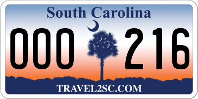 SC license plate OOO216