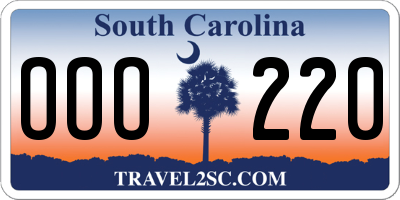 SC license plate OOO220