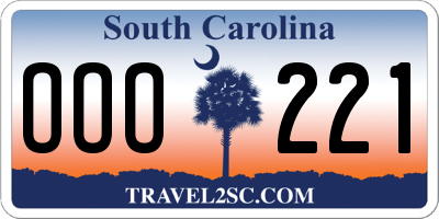 SC license plate OOO221