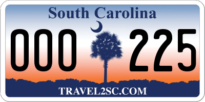 SC license plate OOO225